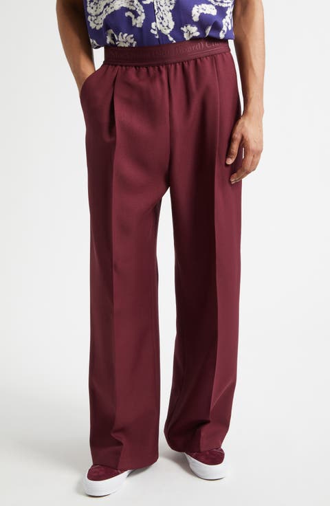 Elaine Logo Jacquard Waist Pleated Wide Leg Pants