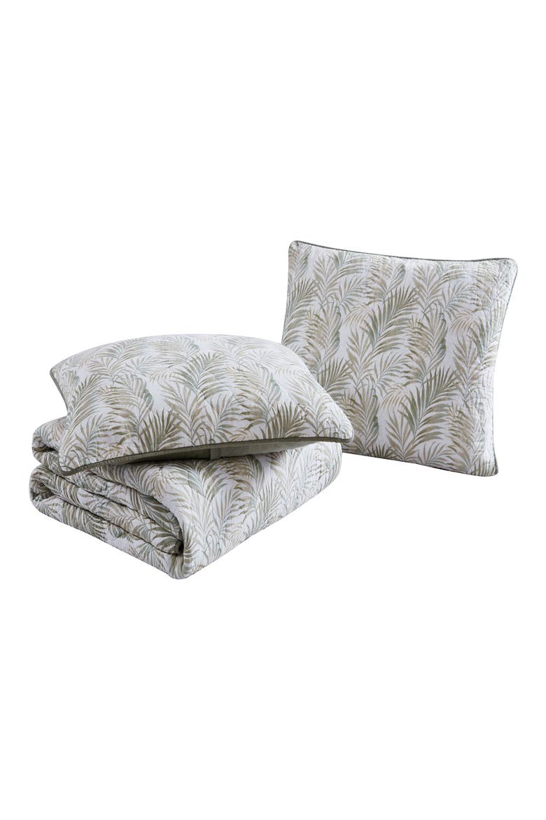 Maui Palm 3-Piece Quilt Set, Alternate, color, SAGE AQUA