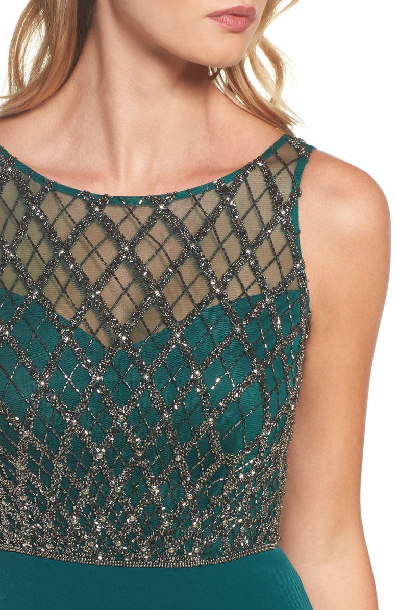 Adrianna Papell Beaded Bodice Column Gown, Alternate, color, 