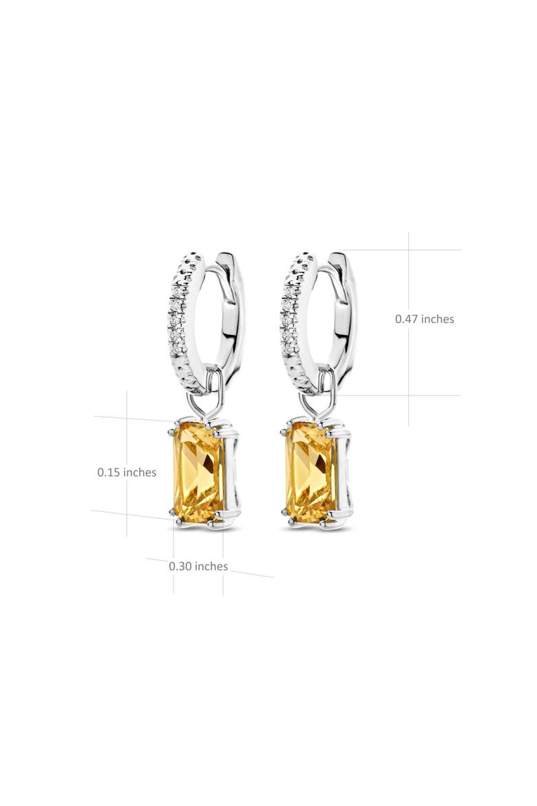 Citrine Diamond Hoops | 10 natural diamonds - 2 citrine gemstones | 925 Sterling Silver | Earrings | Hoop | White Rhodium, Alternate, color, Citrine