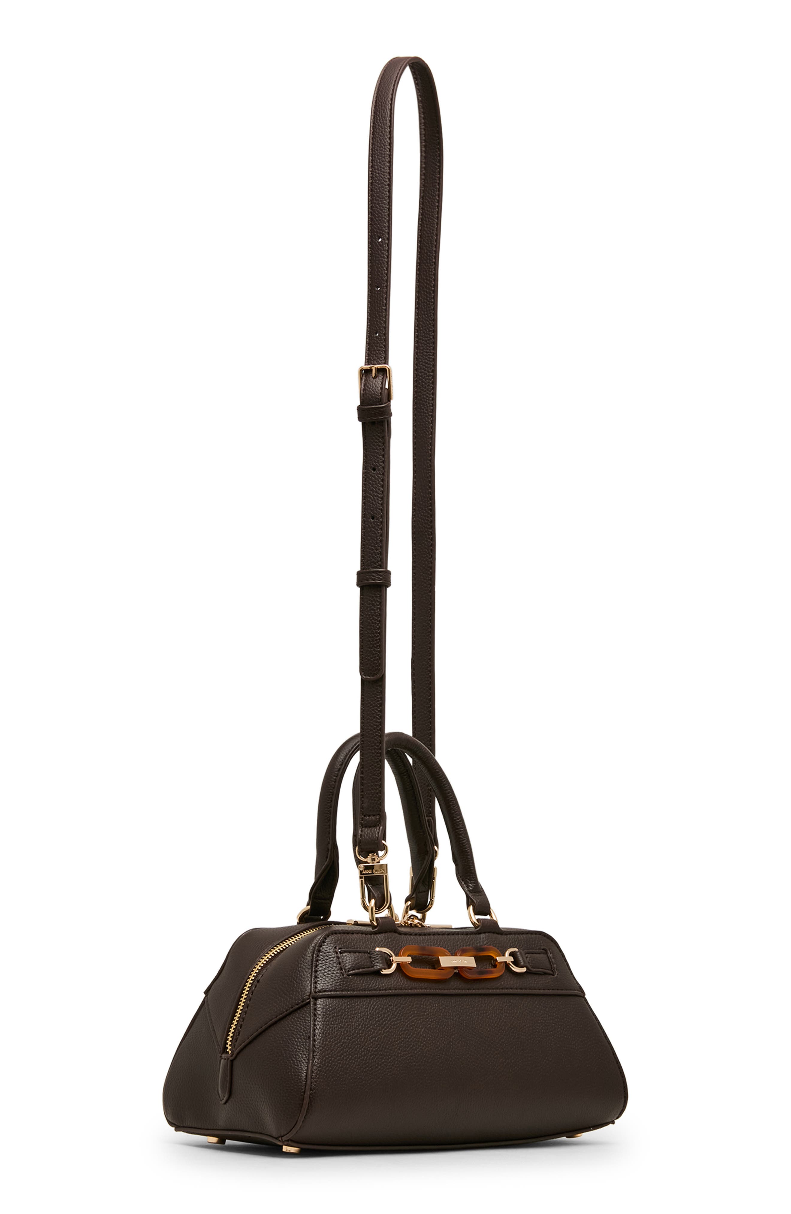 Faux Leather Satchel, Alternate, color, ESPRESSO