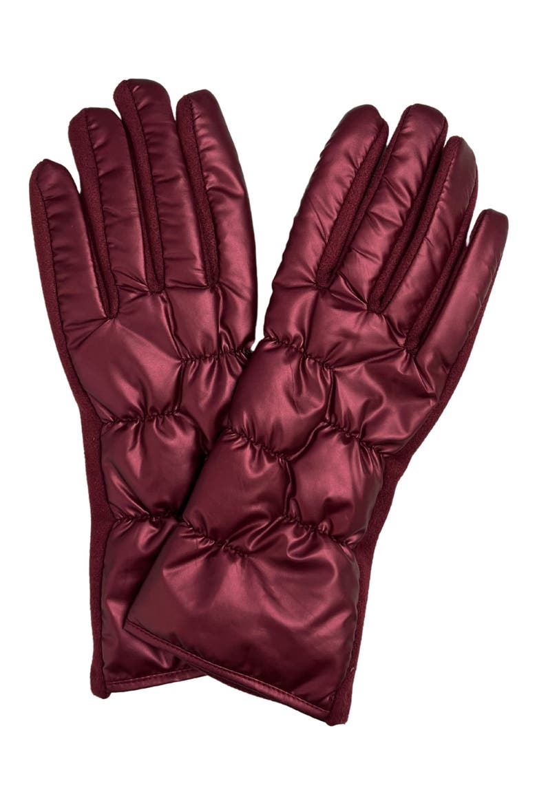 Puffer Gloves, Main, color, BURGUNDY