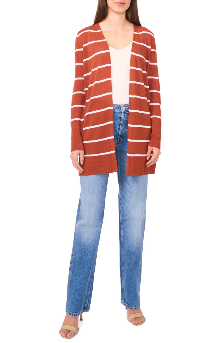 Halogen<sup>®</sup> Stripe Longline Cardigan, Alternate, color, Baked Clay
