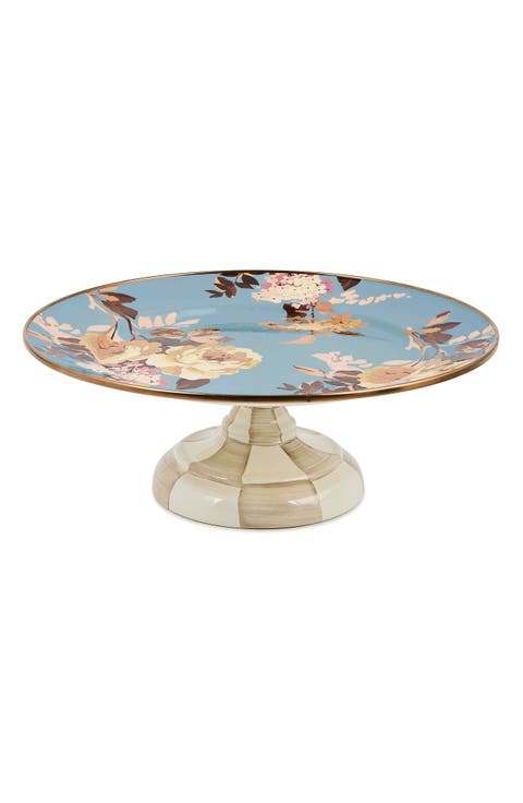 Wild Rose Slate Small Pedestal Platter