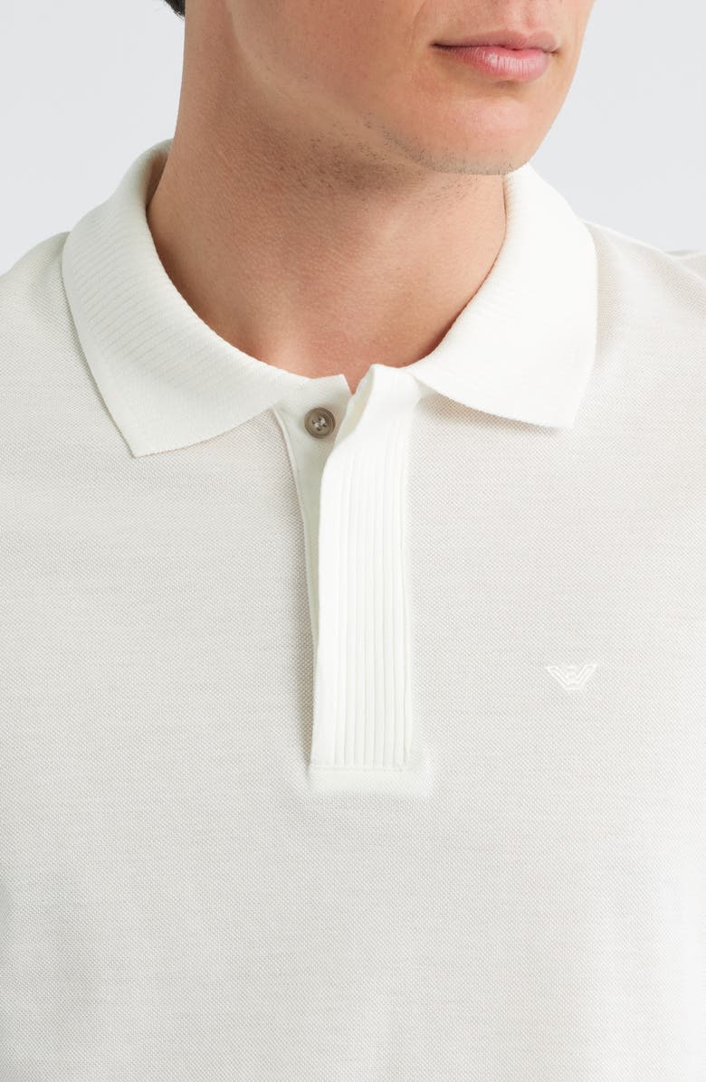 Emporio Armani Embroidered Logo Trim Polo, Alternate, color, Solid White
