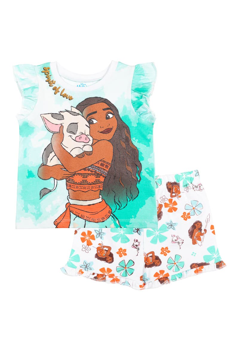 Princess T-Shirt & French Terry Shorts Set, Main, color, Moana Blue