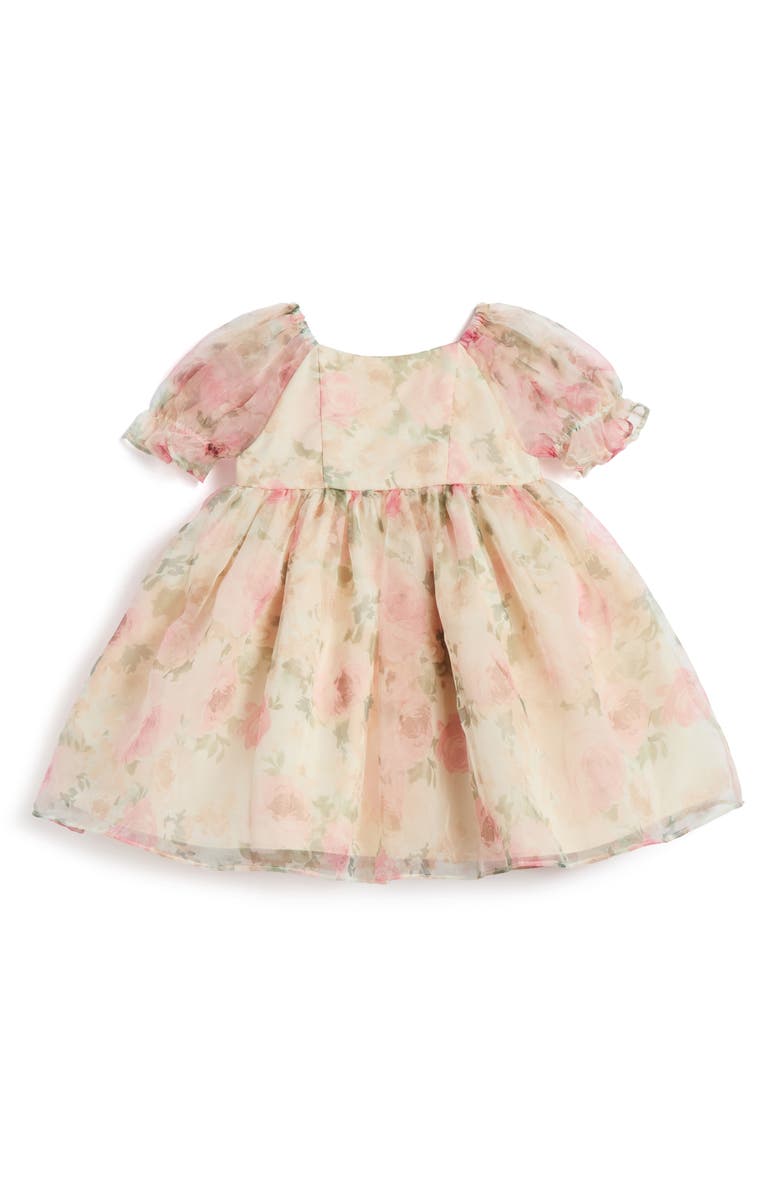 Pippa & Julie Emilia Floral Print Party Dress & Bloomers, Alternate, color, Ivory