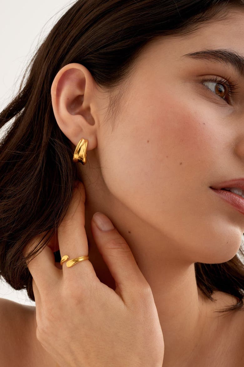 Molten Luxe Waterproof Gold Hoop Earrings, Alternate, color, Gold