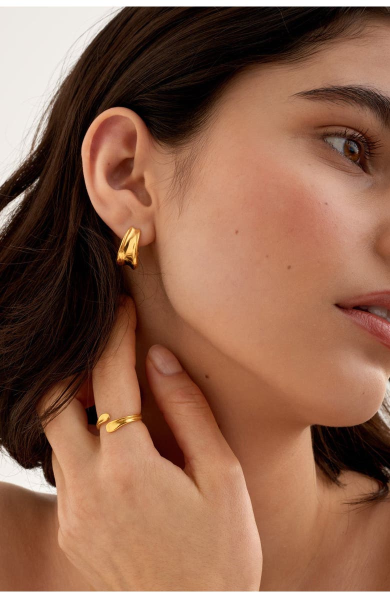 Katie Loxton Molten Luxe Waterproof Gold Hoop Earrings, Alternate, color, Gold