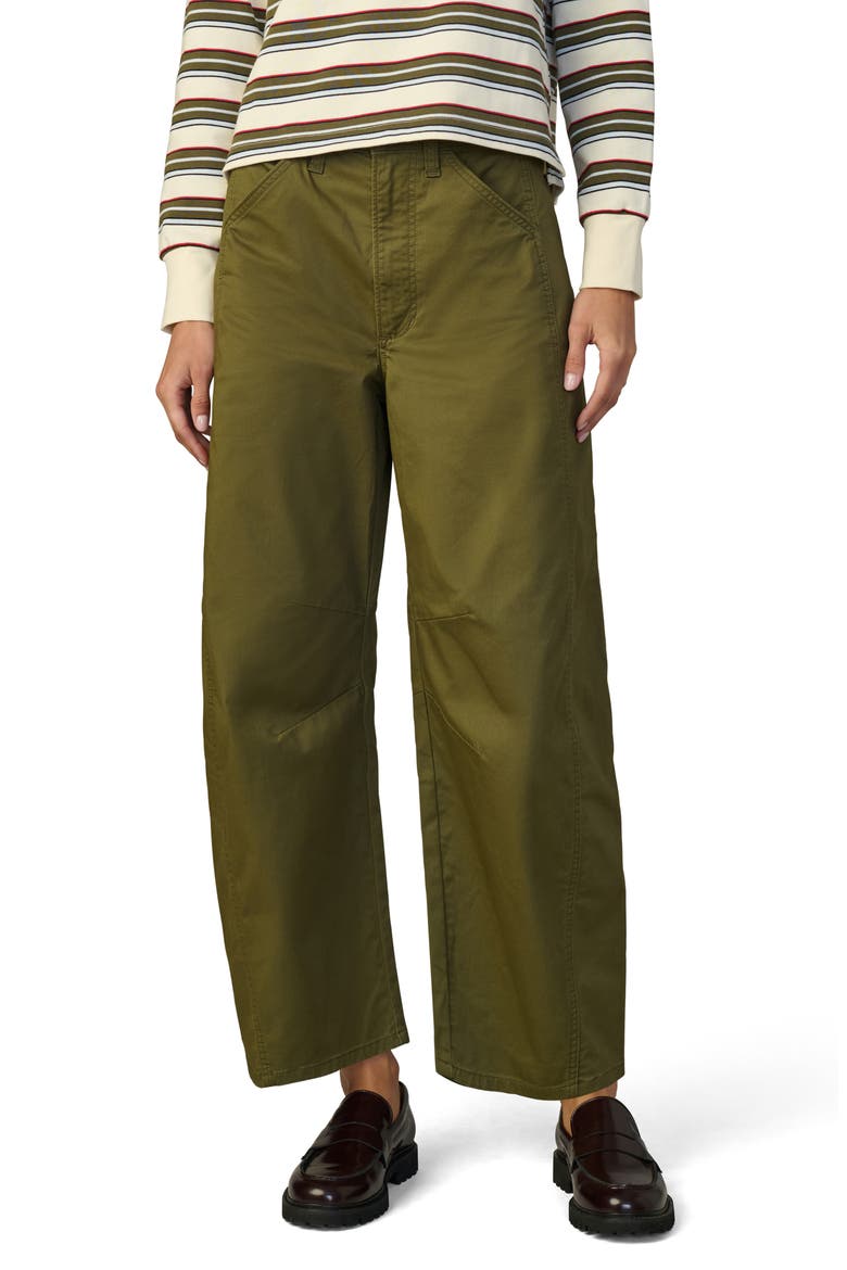 The Bowie High Waist Ankle Barrel Twill Pants, Main, color, IVY