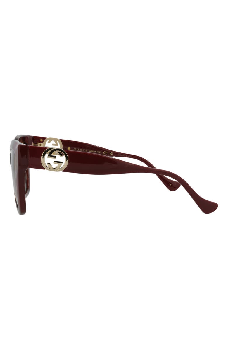 Gucci 54mm Rectangular Sunglasses, Alternate, color, Havana Burgundy Brown