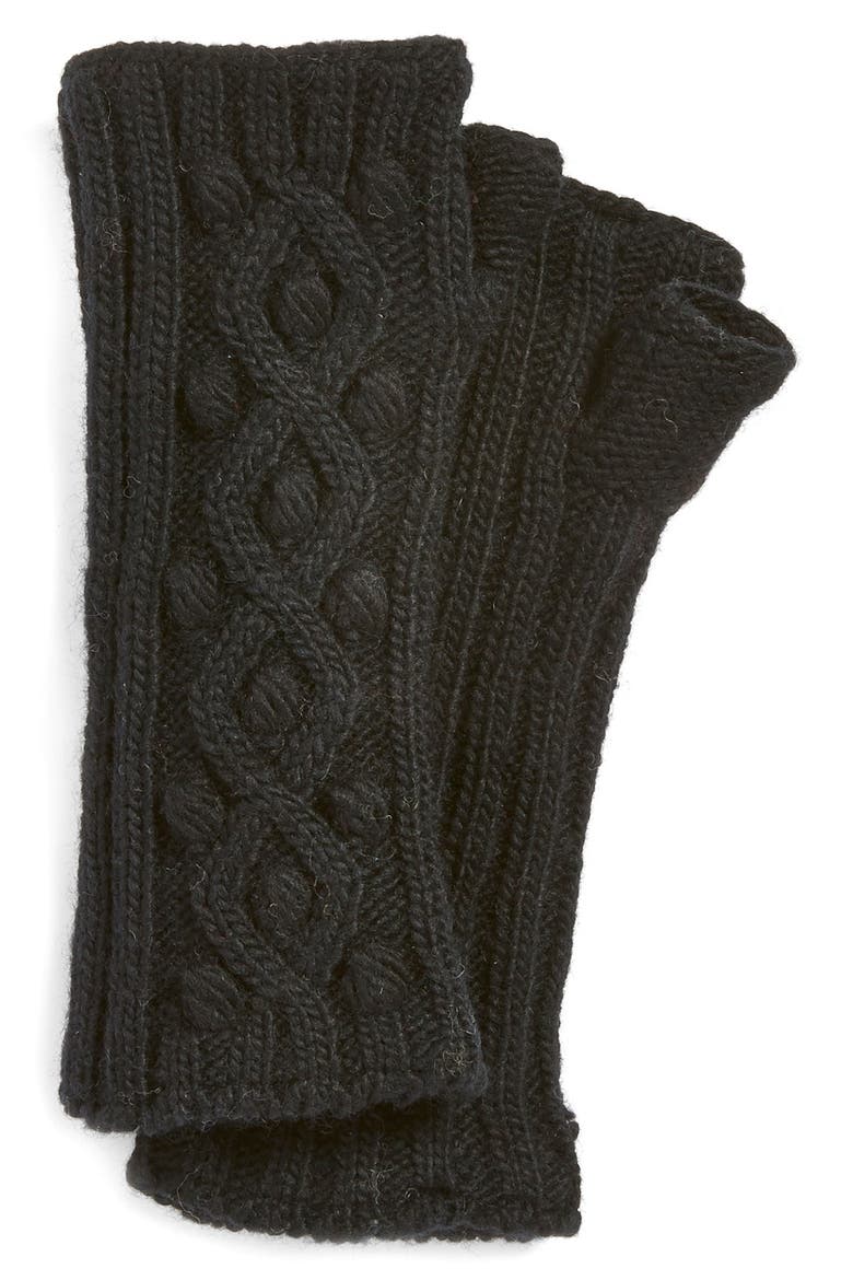 Nirvanna Designs 'Tree Berry' Knit Hand Warmers, Main, color, BLACK