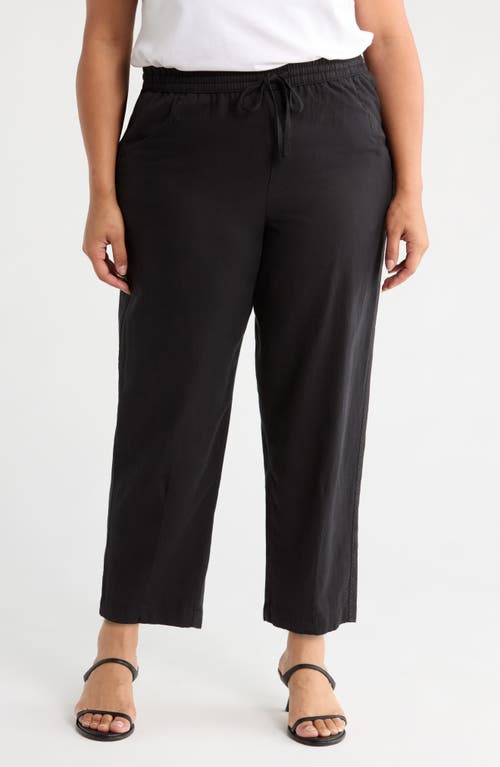 Caslonr Caslon(r) Drawstring Wide Leg Linen Blend Pants In Black