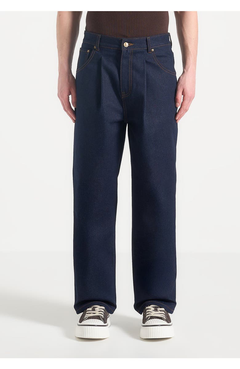 Manière De Voir Arnault Pleated Denim Jeans, Alternate, color, Indigo