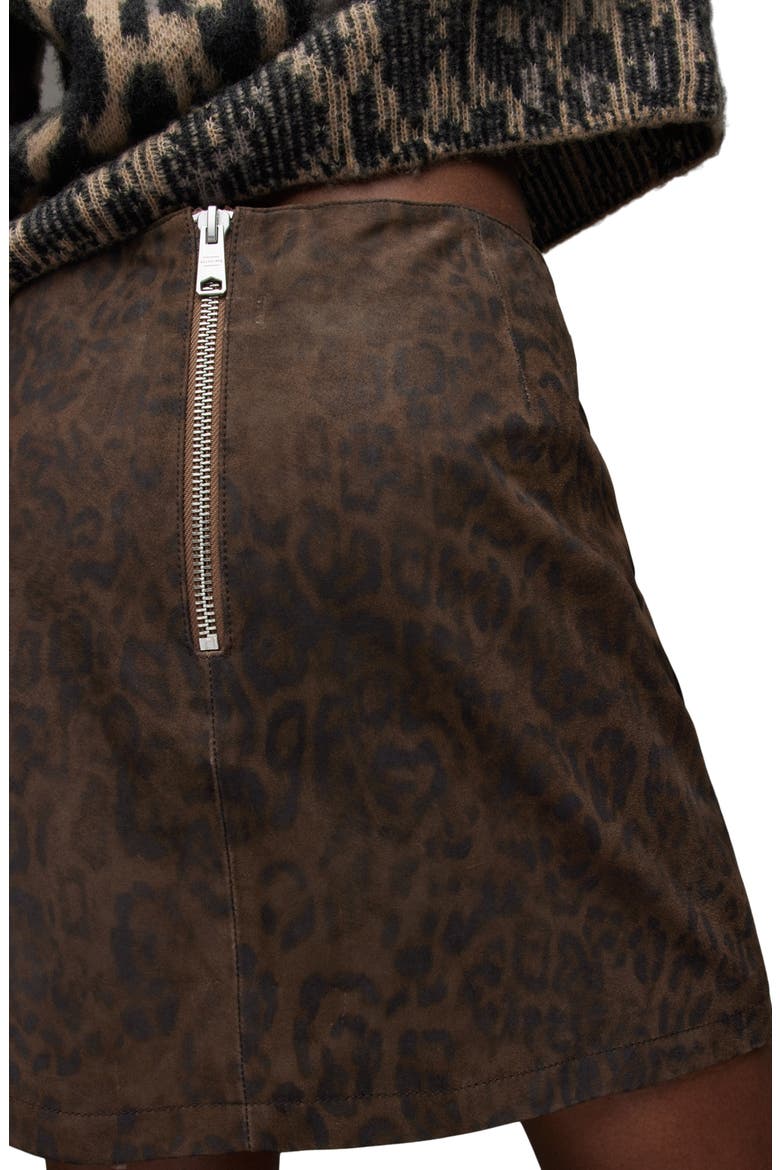 Lila Leo Leather Miniskirt, Alternate, color, BROWN