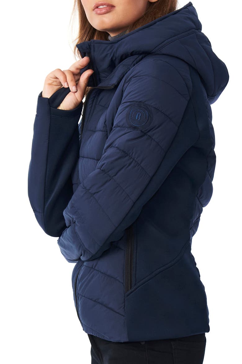 Hooded Quilted Water Repellent Jacket, Alternate, color, DEEP OCEAN