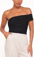 Petal & Pup Zachary Off the Shoulder Mesh Crop Top