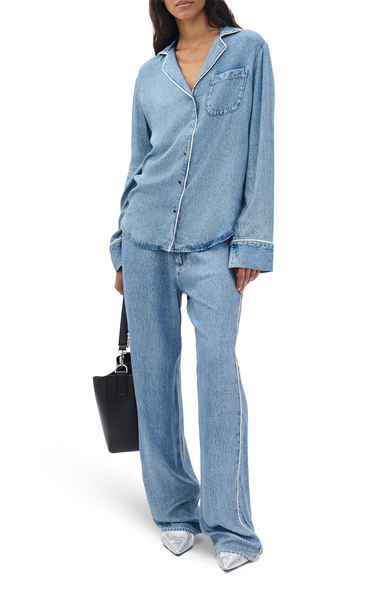 rag & bone/JEAN Miramar Slink Lounge Trompe L'Oeil Faux Denim Button-Up Shirt, Alternate, color, Zoe