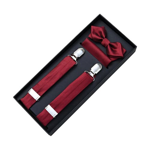 Moustache Suspenders Set In Red