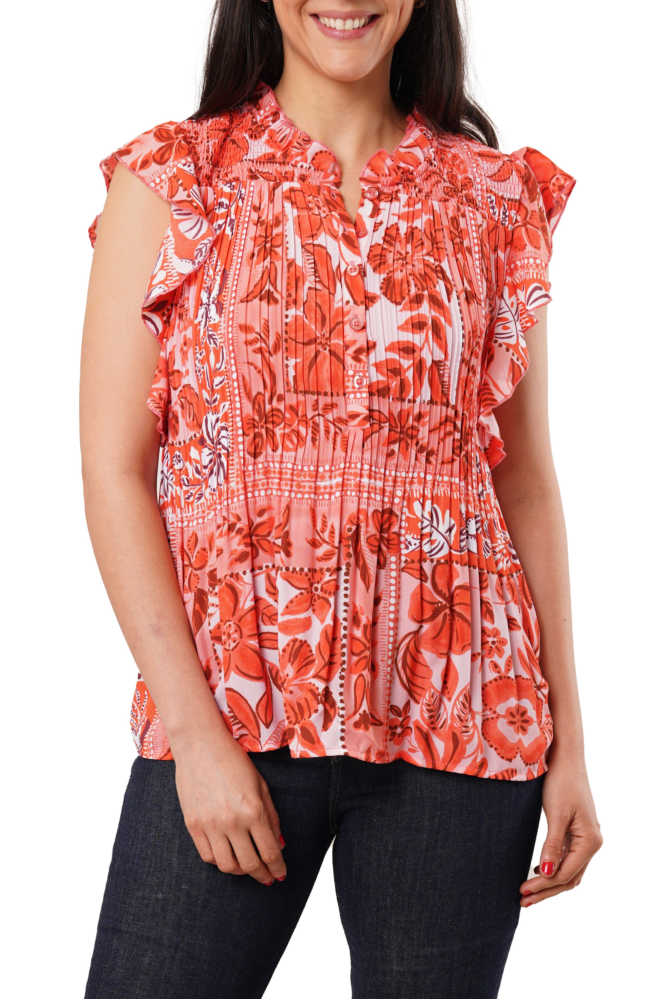 SUNNY LEIGH Ruffle Woven Top