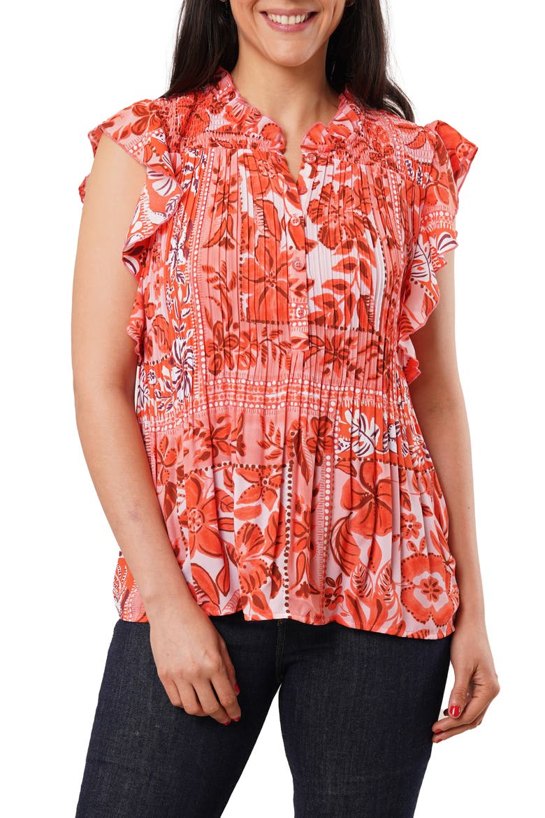 Ruffle Woven Top, Main, color, PRESLEY