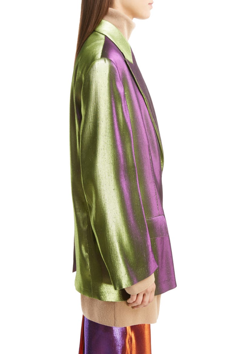 Two-Tone Lamé Blazer, Alternate, color, GREEN