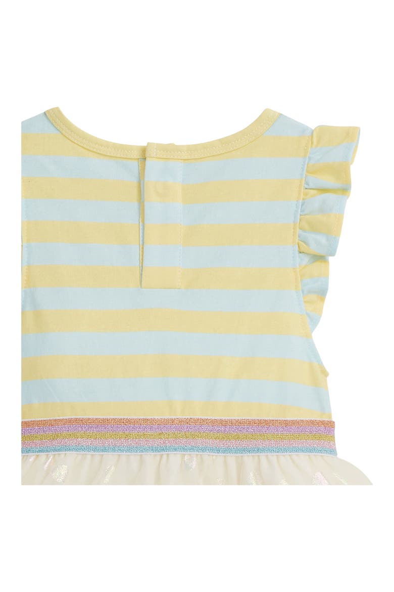 Kids' Lemon Cream Stripe Flutter Sleeve Dress, Alternate, color, YELLOW