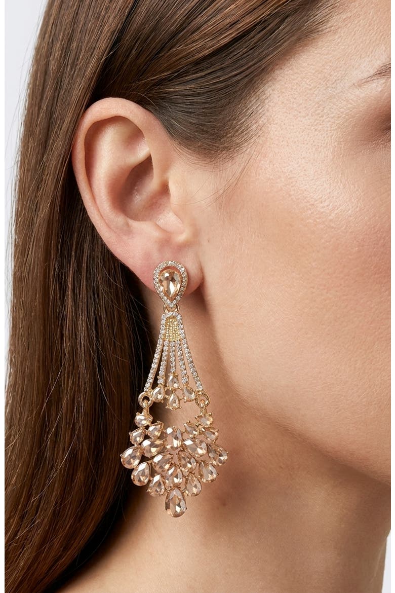 Crystal Statement Drop Earrings, Main, color, CHAMPANGE/ GOLD