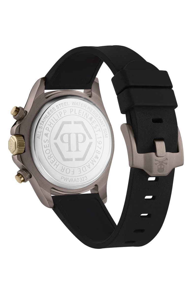 PHILIPP PLEIN Nobile Racing Silicone Strap Chronograph Watch, 43mm, Alternate, color, Ip Brown