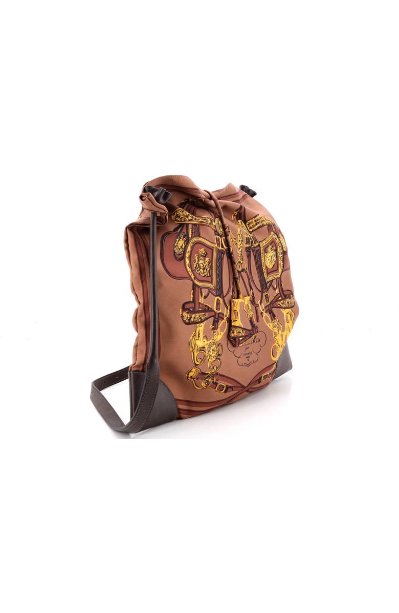 Pre-Owned Hermes Silky City Bag Printed Silk and Leather PM, Alternate, color, Brown