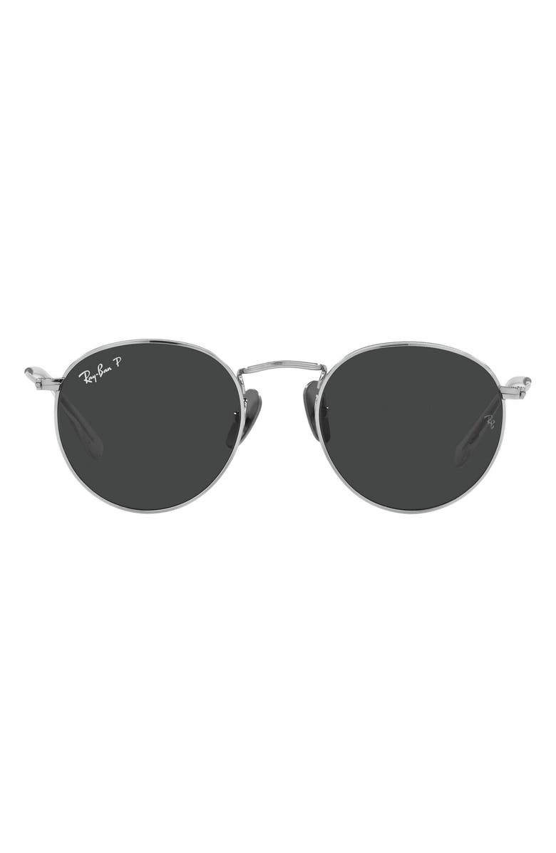 Ray-Ban 47mm Round Titanium Sunglasses, Main, color,
