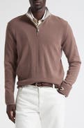 Eleventy Tipped Cashmere Half Zip Sweater
