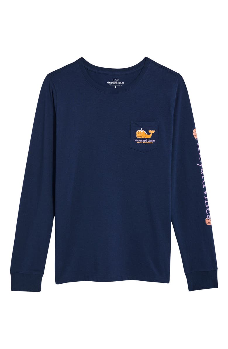 vineyard vines Halloween Icons Long Sleeve Cotton Graphic Pocket T-Shirt, Alternate, color,