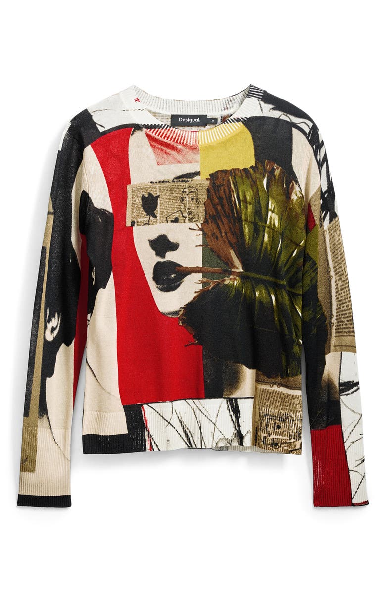 Desigual Abstract Print Cotton Blend Sweater, Alternate, color, 