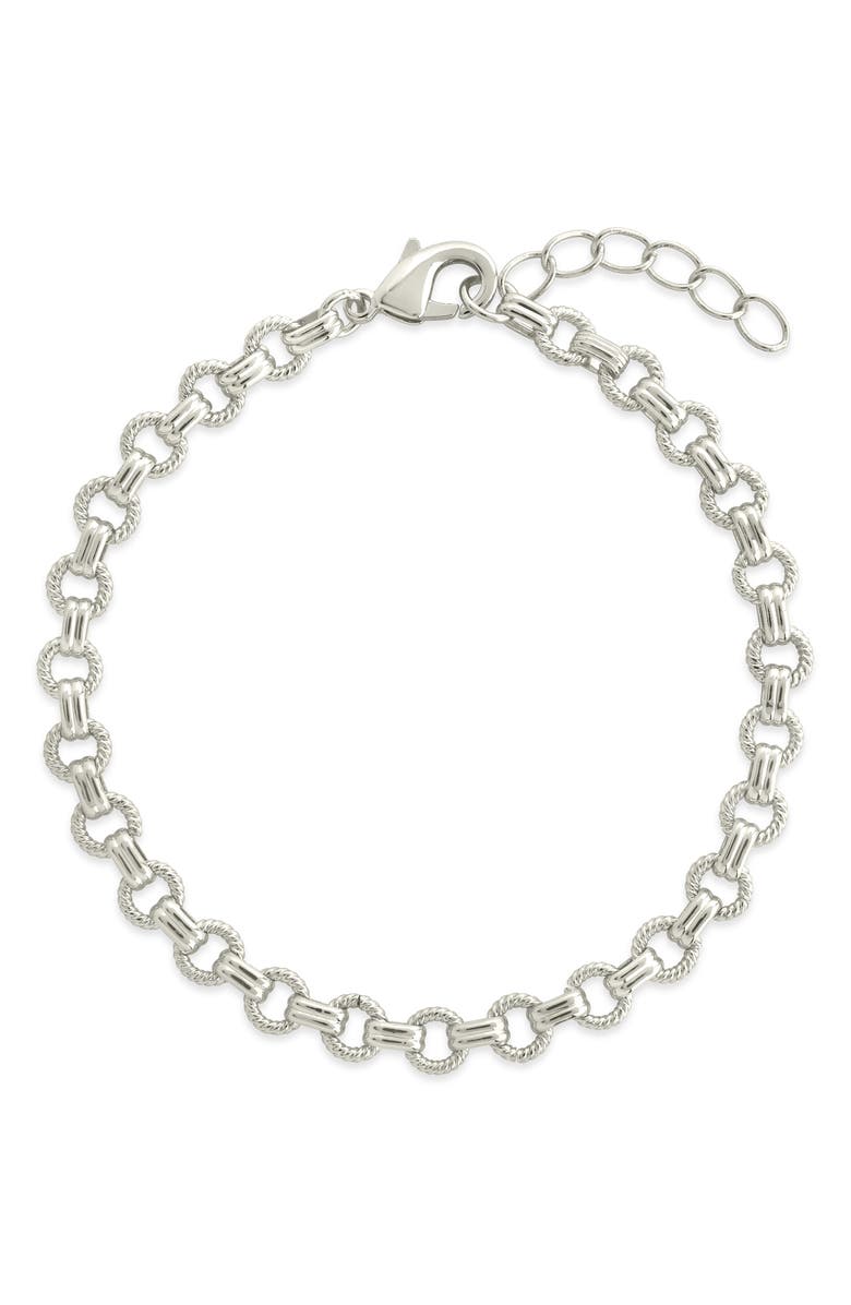 Sterling Forever Parker Textured Chain Bracelet, Main, color, 