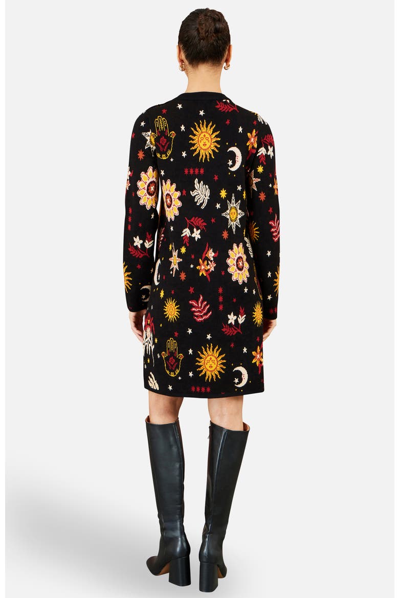 Cosmic Intarsia Knitted Dress, Alternate, color, Black
