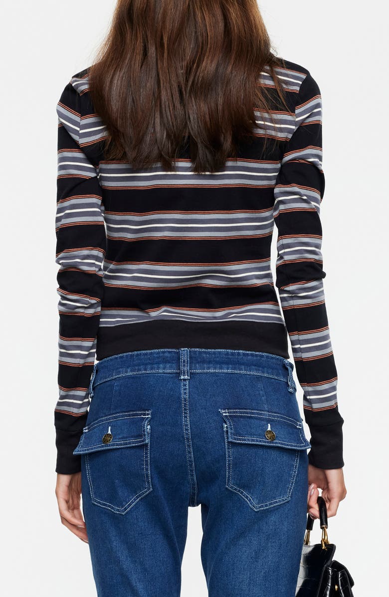 LIONESS Bada Bing Stripe Jersey Cotton Sweater, Alternate, color, Noir Stripe