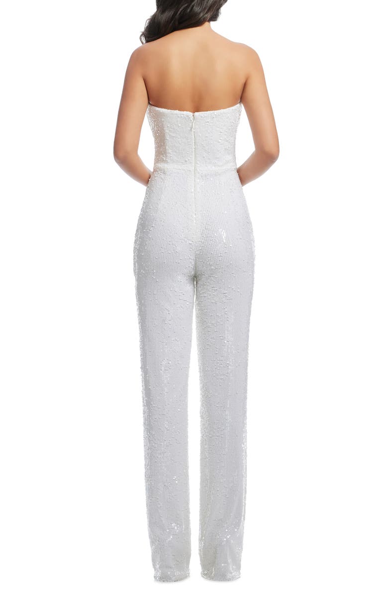 Dress the Population Andy Sequin Strapless Jumpsuit, Alternate, color, White Multi