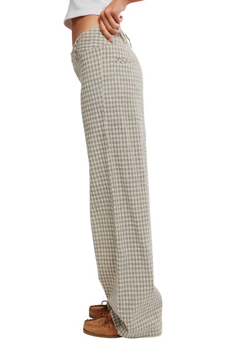 Free People Time Flies Windowpane Plaid Pants, Alternate, color, Neutral Combo