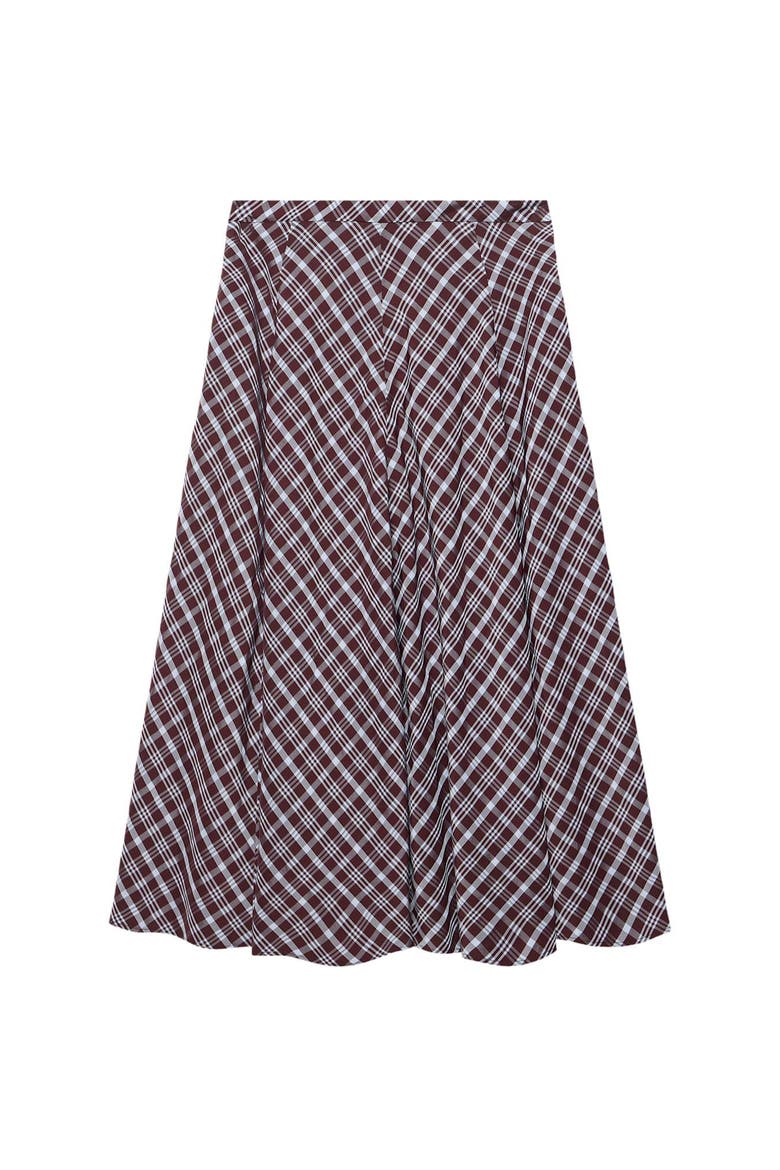 Checked Midi Skirt, Alternate, color, Brown
