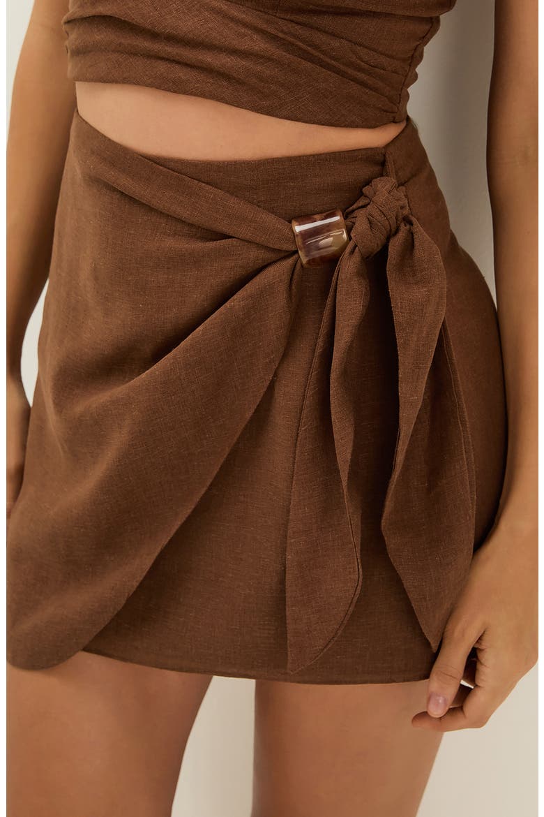 Luna Linen Blend Cover-Up Miniskirt, Alternate, color, BROWN
