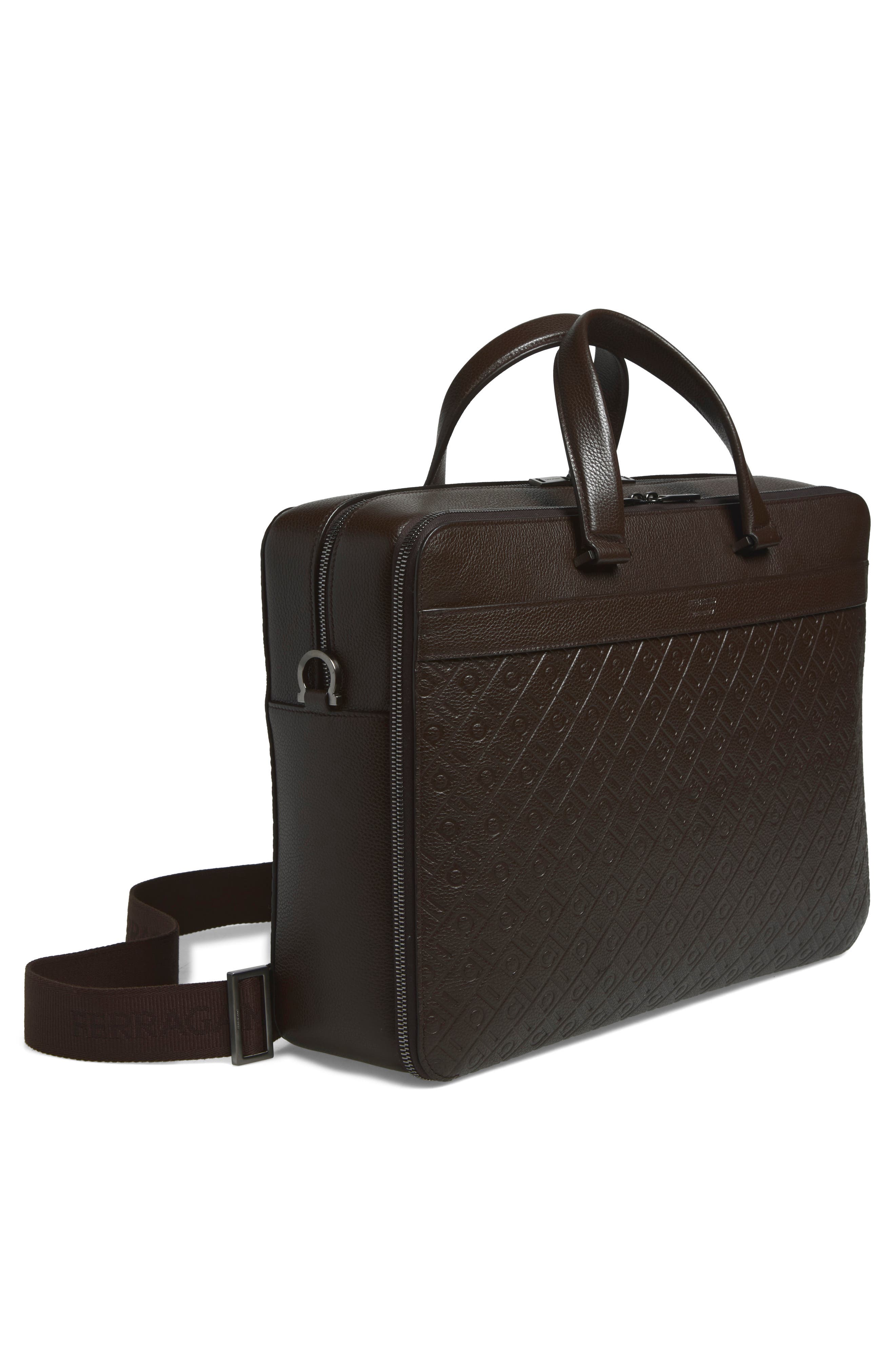 Embossed Monogram Briefcase, Alternate, color, TESTA DI MORO