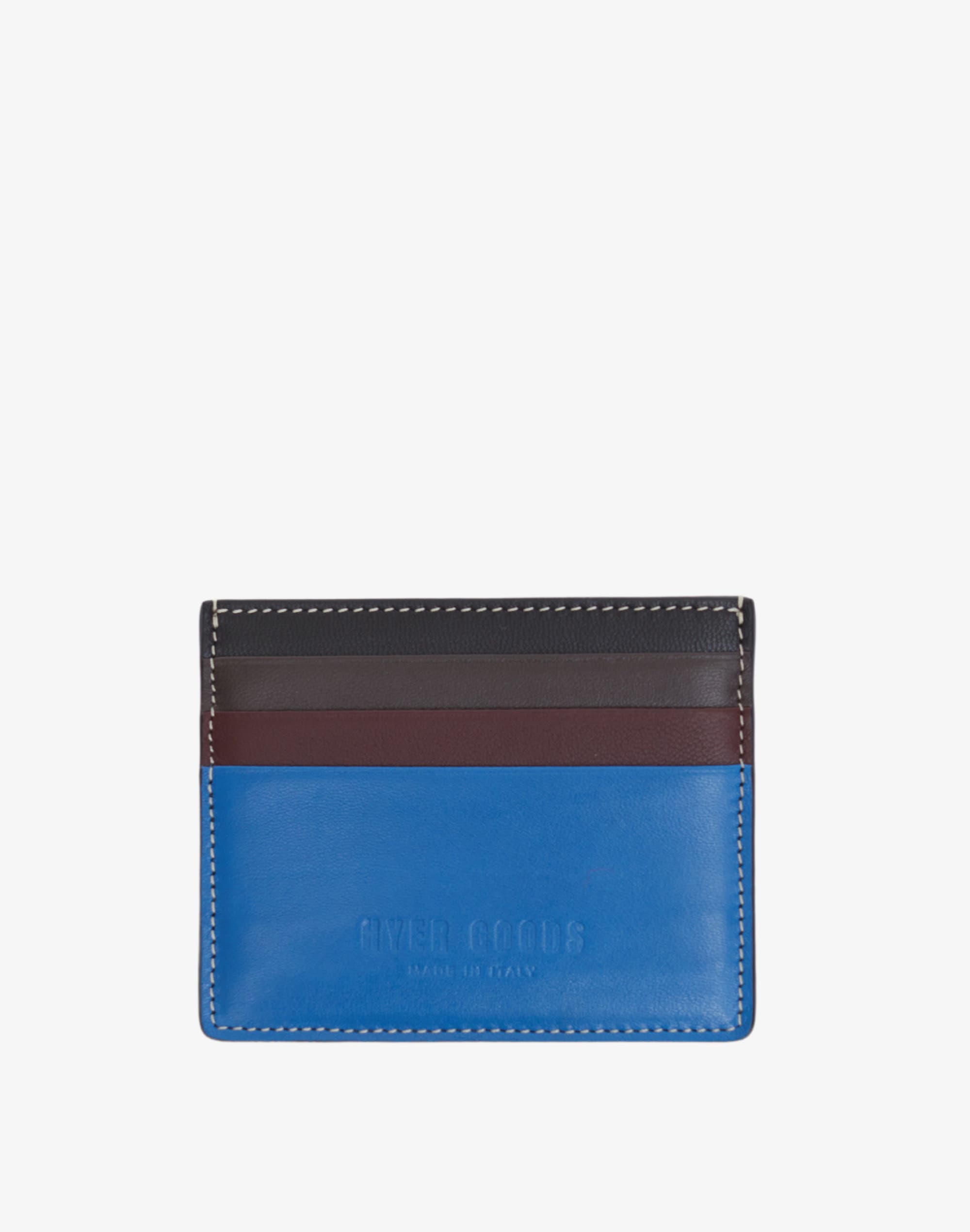 HYER GOODS Upcycled Italian Leather Certo Card Wallet in Electric Blue Colorblock 