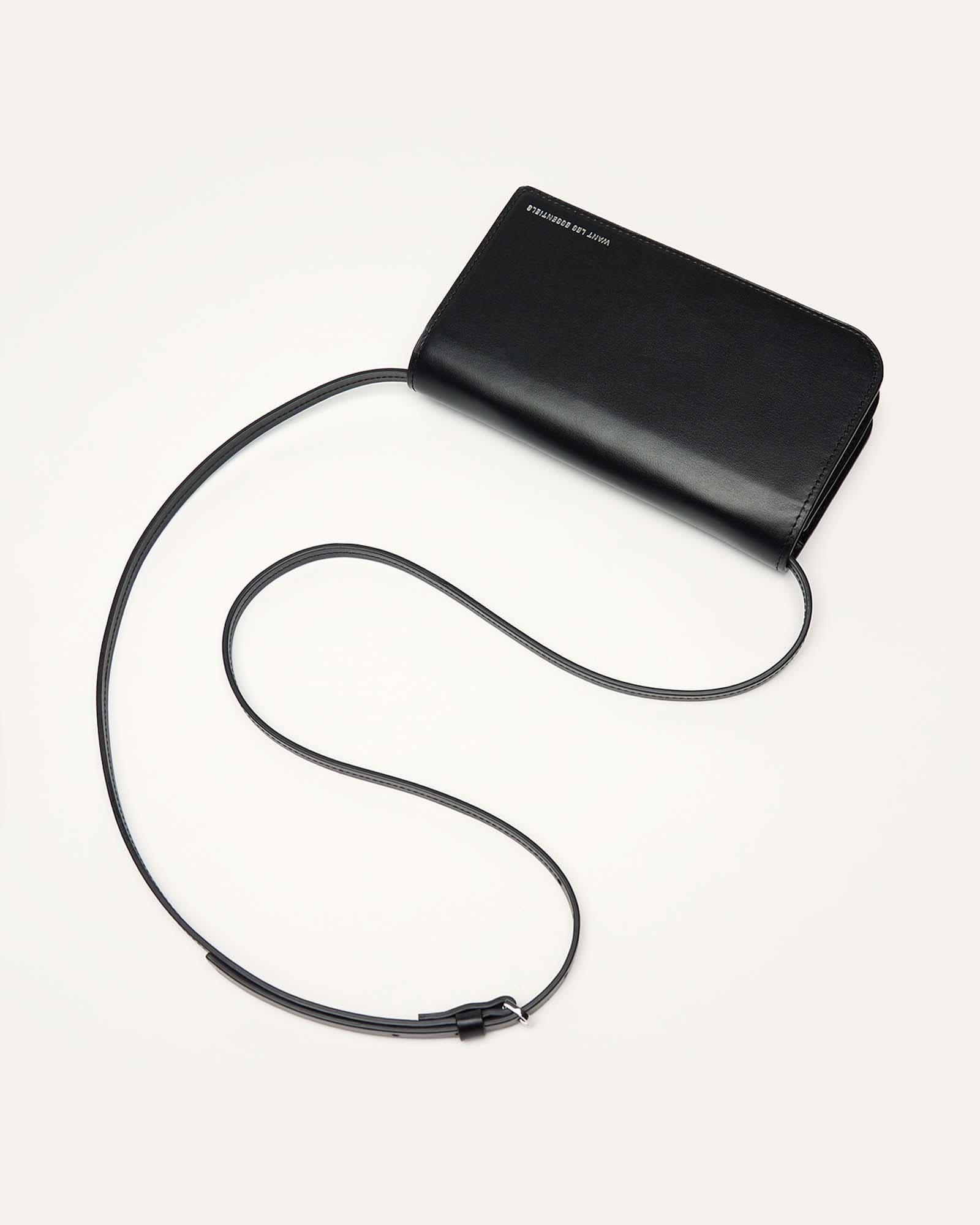 Want Les Essentiels Arch Smooth Leather Wallet On Strap, Alternate, color, Black