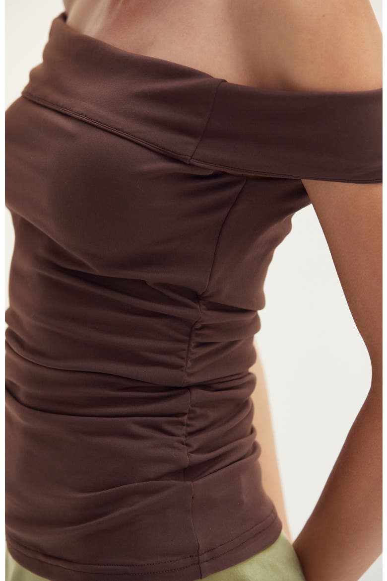Off Shoulder Knit Top, Alternate, color, Espresso