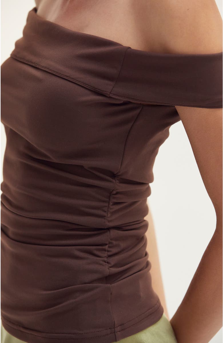 CRESCENT Off Shoulder Knit Top, Alternate, color, Espresso