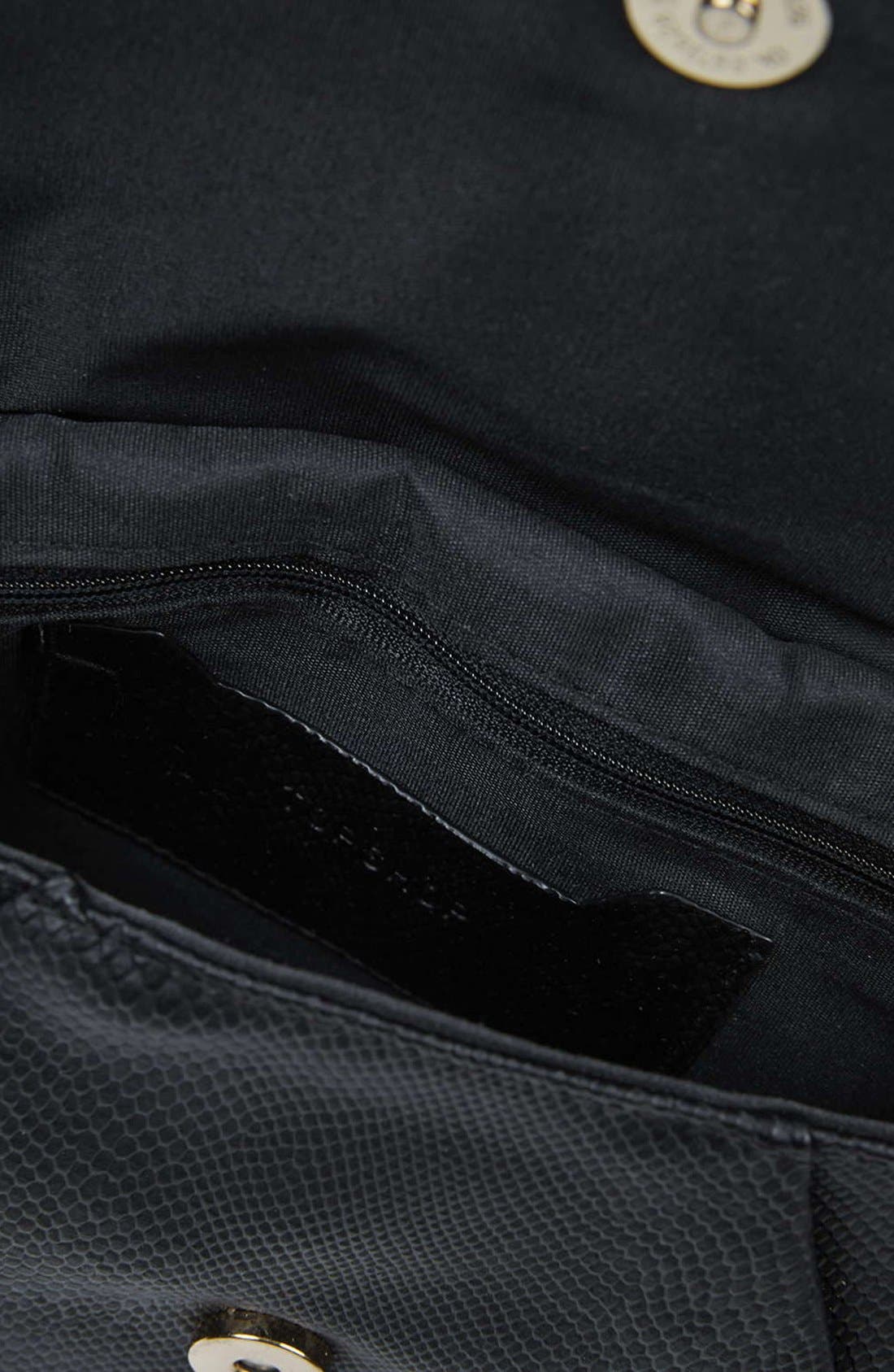 Faux Leather Envelope Clutch, Alternate, color, BLACK