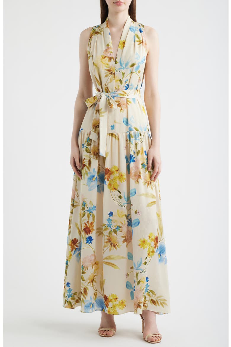 Violet Print Sleeveless Maxi Dress, Main, color, ECRU MULTI