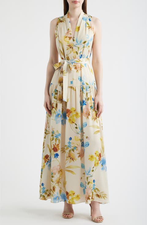 Violet Print Sleeveless Maxi Dress