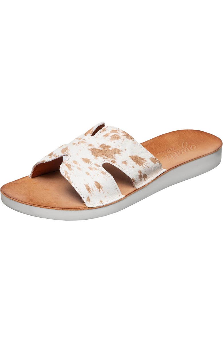 ANTELOPE Agata Genuine Calf Hair Slide Sandal, Main, color, White/ Brown Multi Calf Hair